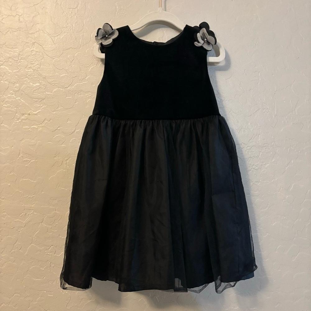 Edgehill Collection Black Velvet Tulle Skirt Floral Holiday Dress Size 4T
